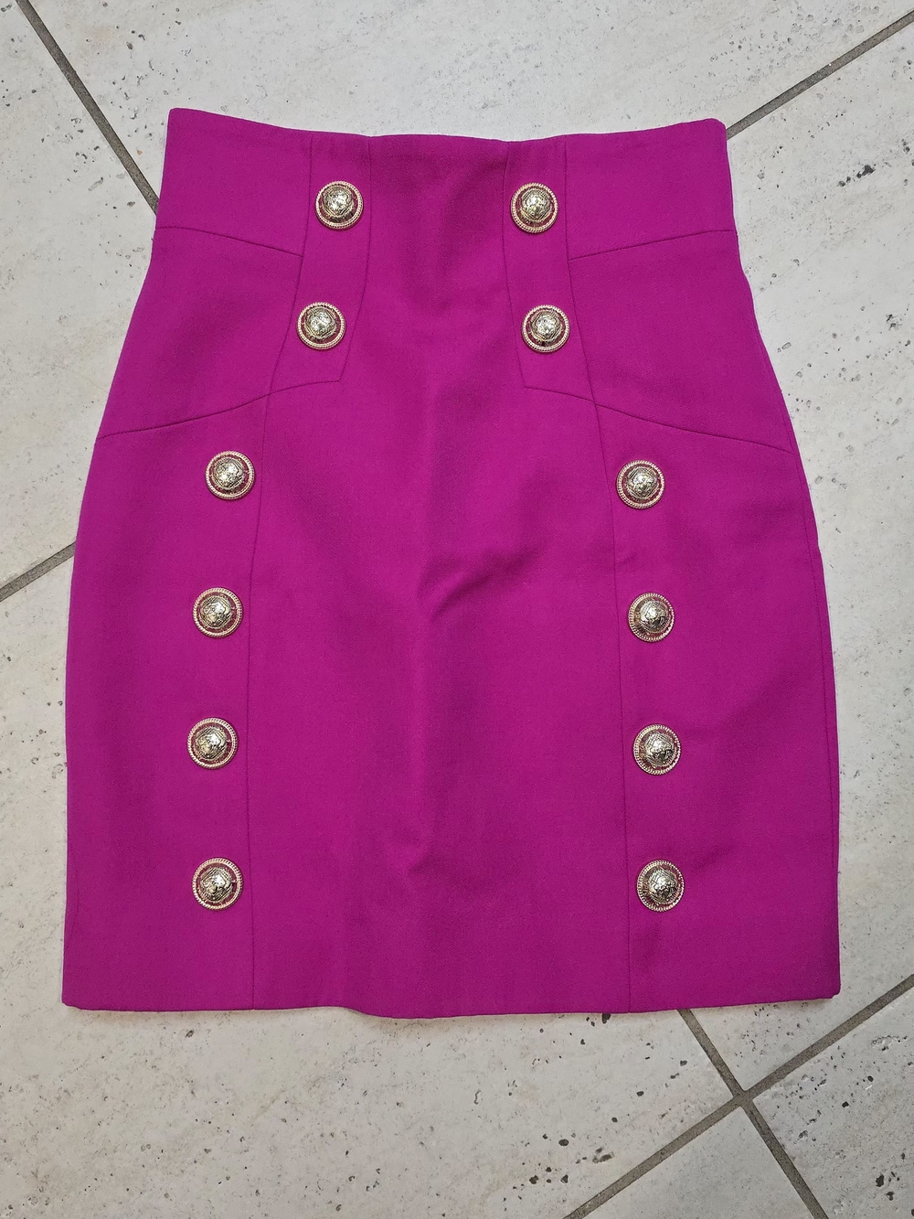 Balmain Hot Pink Double-Button Mini Skirt
